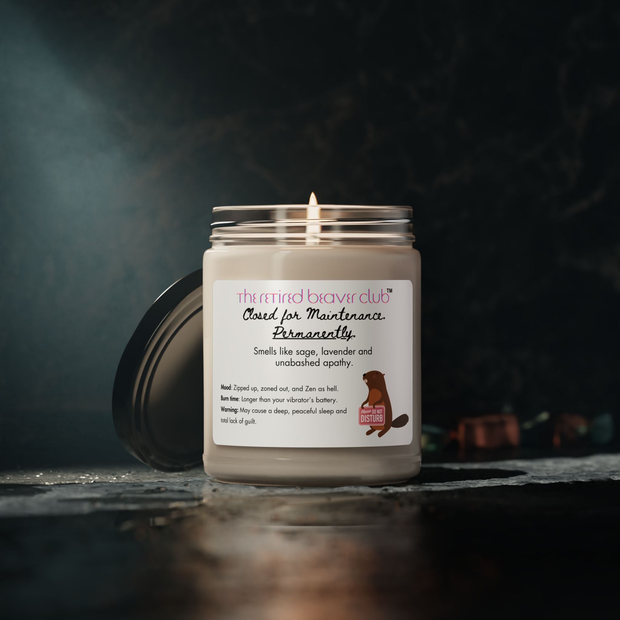 "Closed For Business."  Lavender Sage Scented Soy Candle