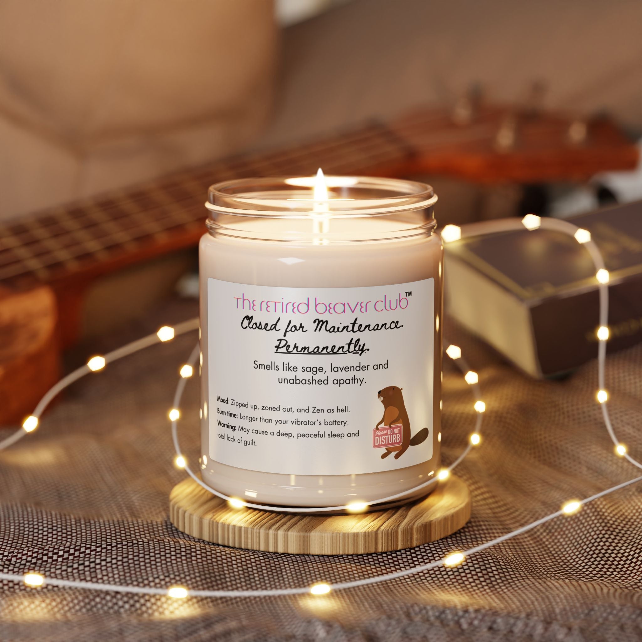 "Closed For Business."  Lavender Sage Scented Soy Candle