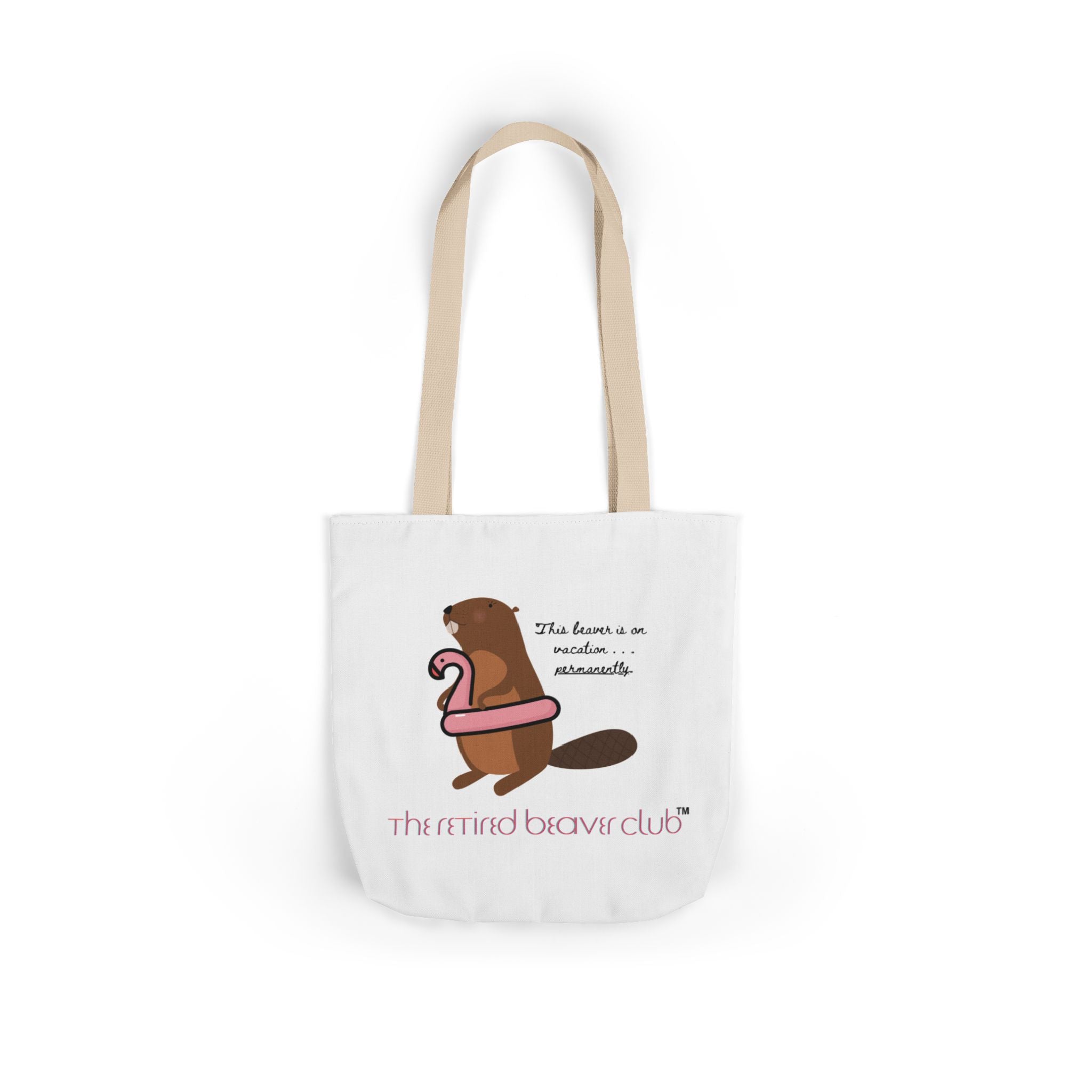 The Retired Beaver Club Chic Canvas Tote Bag with 5-Color Straps, Stylish Reusable Bag, Eco-Friendly Shopping Tote, Gift for Her, Trendy Beach or Gym Tote, Book Club tote